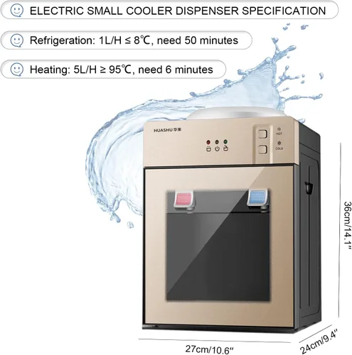 Vista 2 de Dispensador de agua fría y caliente independiente, dispensador de agua de 75 a 550 W, mini refrigeración pequeña de escritorio de bebida automática
