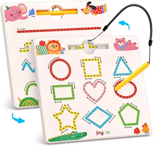 Vista 15 de JoyCat Juego de tableros magnéticos de letras y números para trazar, tablero doble cara de alfabeto y números para niños pequeños, práctica de ABC