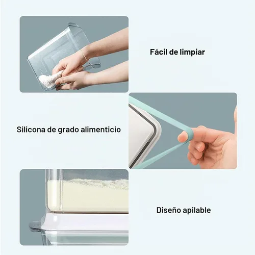 Vista 7 de Contenedor de fórmula para bebé dispensador de fórmula con raspador y cuchara, un botón, práctico contenedor de leche en polvo de 25.75 oz, sin BPA