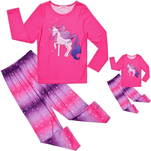 Vista 63 de QPANCY Conjunto de pijamas a juego para niñas y muñecas, pijamas de manga larga para otoño e invierno