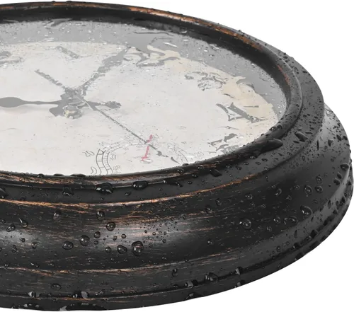 Vista 6 de Yoiolclc Reloj de pared retro impermeable de 12 pulgadas para jardín, patio, piscina y hogar (bronce)