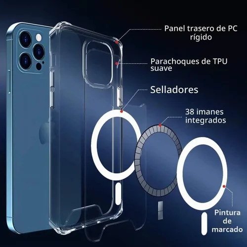 Vista 4 de Funda magnética transparente para Huawei P30 Pro compatible con MagSafe, funda de silicona suave TPU parachoques Slim Fit duro trasero a prueba