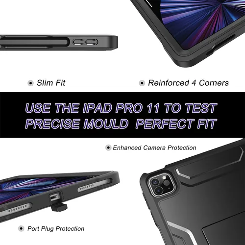 Vista 3 de Soke Funda para iPad Pro de 11 pulgadas 2022/2021/2020/2018/iPad Air de 5ª/4ª generación, protector de pantalla integrado - Compatible con carga