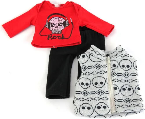 Vista 5 de American Fashion World Conjunto de chaleco y pantalones de calavera para niños de 3 piezas para muñecas de 18 pulgadas Calidad premium y diseño