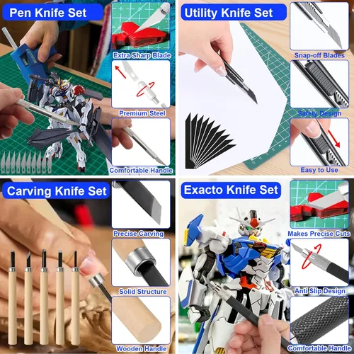 Vista 4 de Kit de herramientas Gundam de 200 piezas, kit de herramientas de modelo profesional para Gundam, herramientas de modelado para modelos de plástico