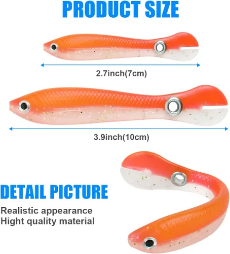 Vista 5 de Ainiv Bionic - Señuelo de pesca, suave kit de señuelos de pesca biónicos creativos y realistas, accesorio de pesca para agua dulce y salada