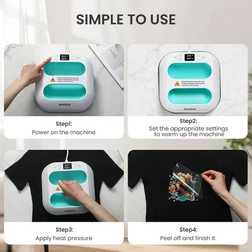 Vista 9 de Máquina de Prensa de Calor para Camisetas, Prensa de Calor Portátil 9.6"X9.6", Prensa de Plancha para Sublimación y Máquina de Prensa de Camisetas