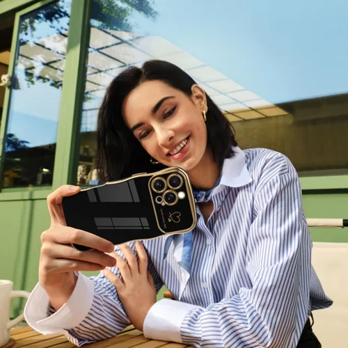 Vista 6 de IAIYOXI Funda para iPhone 11 para mujeres y niñas, bonito diseño ondulado con forma rizada, patrón de corazón, protección de cámara elevada, chapado