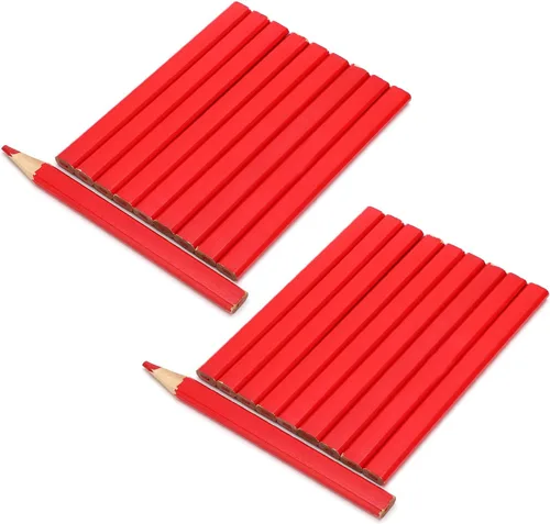 Vista 10 de Lápices de carpintero, 10 lápices de marcado de madera con plomo rojo para carpinteros y trabajadores de la construcción, lápices de construcción