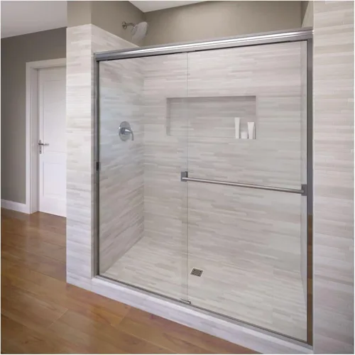Vista 16 de Basco Classic - Puerta corrediza de ducha, se adapta a apertura de 40 a 44 pulgadas, vidrio transparente, acabado de níquel cepillado