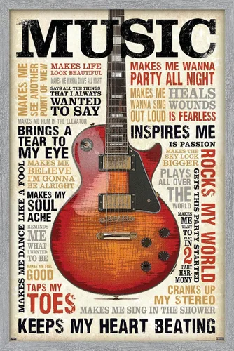 Vista 17 de Trends International Music Inspires Me Wall Poster, 14.725" x 22.375", Barnwood Framed Version