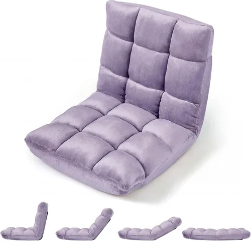 Vista 20 de Giantex Silla plegable de suelo con soporte para el respaldo, 14 posiciones ajustables, cama acolchada, sillón reclinable, sillas de video para Negro