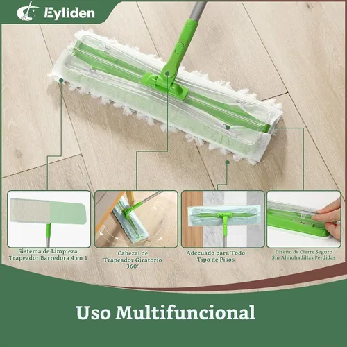 Vista 11 de Eyliden Trapeador grande de 16.5 pulgadas, 3 tipos de 22 paños desechables Verde