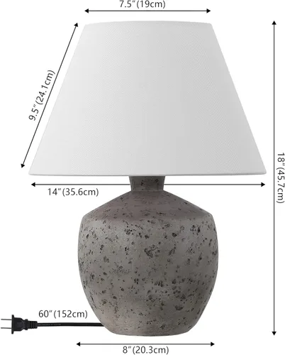 Vista 4 de JONATHAN Y JYL5606A-SET2 Myron 18" lámpara de mesa minimalista escandinava de efecto hormigón, resina/hierro LED para recámara, sala, oficina