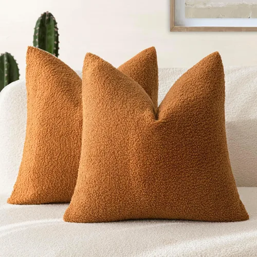 Vista 13 de Foindtower Paquete de 2 fundas de cojín decorativas de pelo sintético rizado, suave y mullida, con cremallera, acogedora funda de almohada