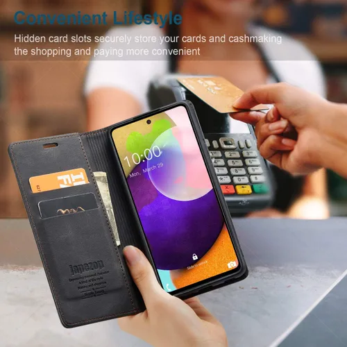 Vista 8 de Funda tipo cartera para Samsung Galaxy A52 5G con bloqueo RFID, color negro