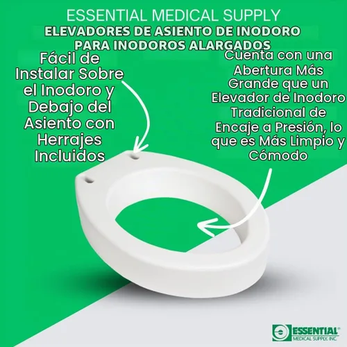 Vista 2 de Essential Medical Supply Asiento de inodoro, estándar, B5081, 1