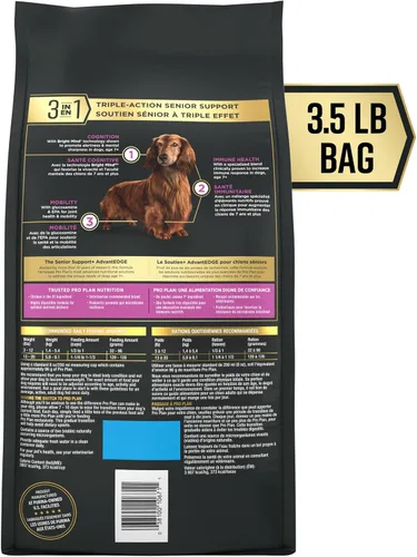 Vista 2 de Purina Pro Plan AdvantEDGE Senior Support Plus - Alimento seco para perros con mezcla triturada de pollo y arroz para razas pequeñas, bolsa de 3.5