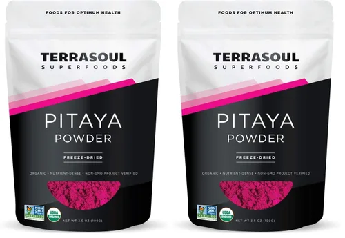 Vista 5 de Terrasoul Superfoods Polvo de pitaya orgánico liofilizado (fruta del dragón), 3.5 onzas, color vibrante, antioxidantes, vitamina C