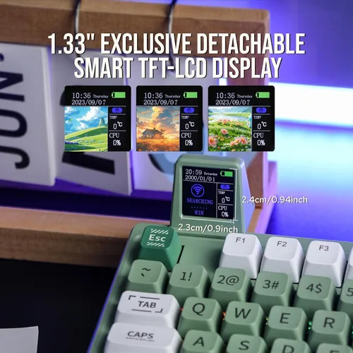 Vista 4 de EPOMAKER RT100 - Junta de 97 teclas BT5.02.4GUSB-C Teclado mecánico con pantalla de visualización personalizable, perilla, enchufe intercambiable