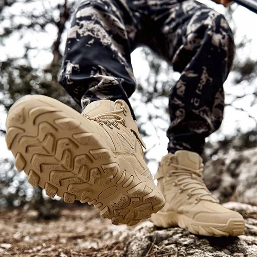 Vista 7 de Botas de senderismo ligeras LD para hombre, botas de caza, botas de trabajo, botas tácticas militares, botas de combate