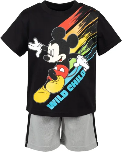 Vista 3 de Disney- Camisa de manga corta y pantalones cortos de malla de Mickey Mouse
