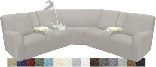 Vista 27 de Fundas impermeables de sofá reclinable modular para sofás reclinables, lavable en forma de L, para perros, fundas elásticas para sofá reclinable