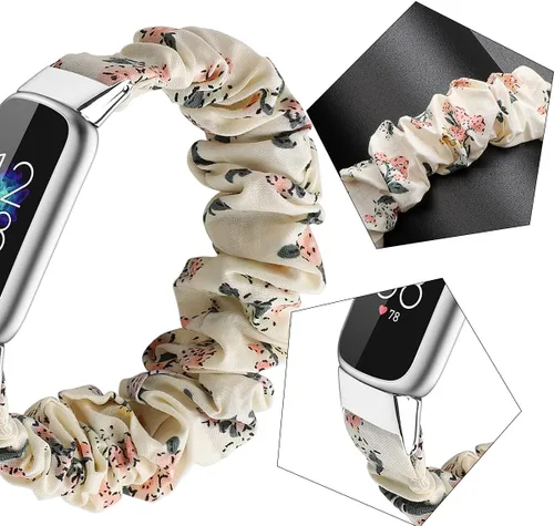 Vista 3 de Correas elásticas compatibles con Fitbit Luxe Bands, pulsera elástica de tela suave de repuesto para Fitbit Luxe Fitness Tracker, pequeña/grande