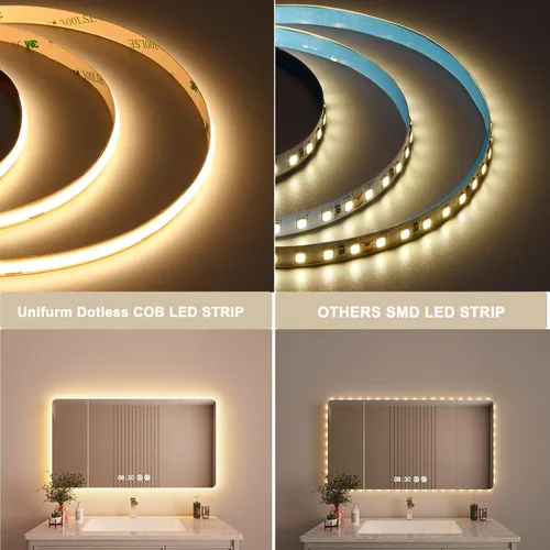 Vista 3 de TOPAI Tira de luces LED COB de 24 V, 3000 K, blanco cálido, 16.4 pies, ultra brillante, 400 lm/ft, sin puntos, CRI>92 480LED/M, alta densidad