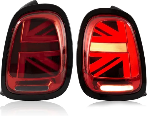 Vista 21 de Ensamble de luces traseras VLAND Compatible con BMW Mini R50 R52 R53 2001-2006, lámpara trasera Union Jack con DRL dinámico, luz trasera con señal