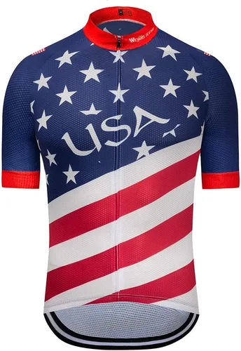Vista 31 de Maillot de ciclismo de manga corta estilo USA Bike Tops con bolsillo raya reflectante 1cd8111