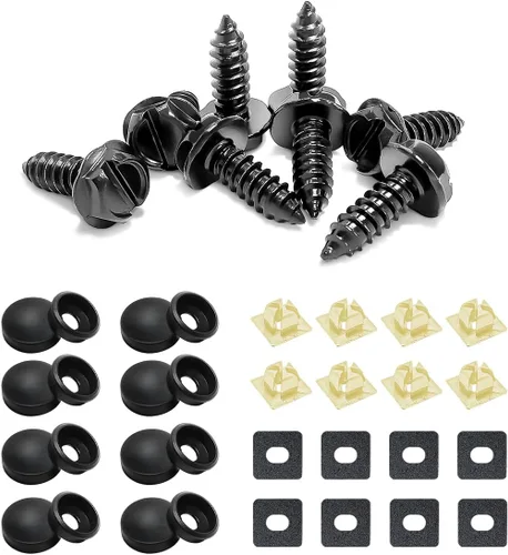 Vista 13 de YALOK Tornillos antirrobo para matrícula, kit de montaje M6, juego negro de At-negro