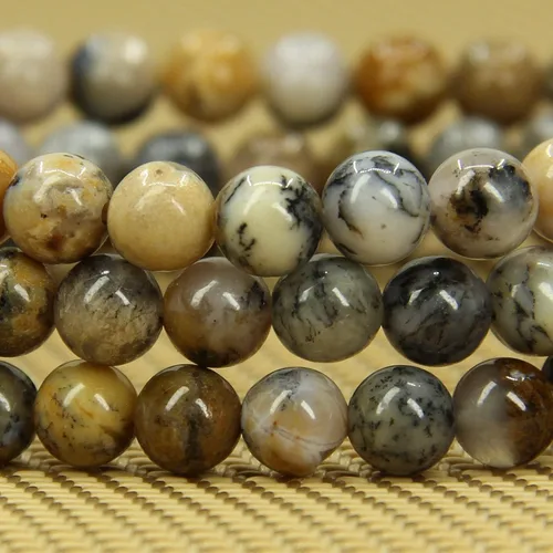 Vista 3 de Pulsera elástica de cuentas redondas de piedras semipreciosas de 0.236 in, unisex de 7 pulgadas