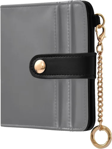 Vista 17 de Sinestour Black print Small Wallet for Women RFID Blocking Leather Bifold Small Purse with ID Window Card Holder Zipper Coin Pocket, Compact Credit