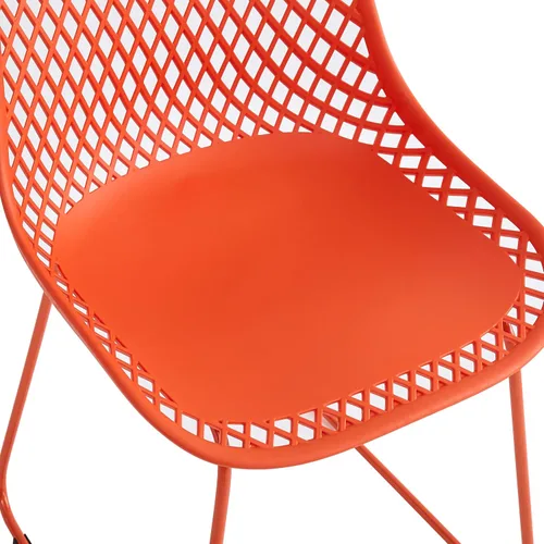 Vista 5 de Juego de 2 sillas de comedor modernas de plástico, sillas estables de cocina para interiores y exteriores con patas de metal para cafeterías