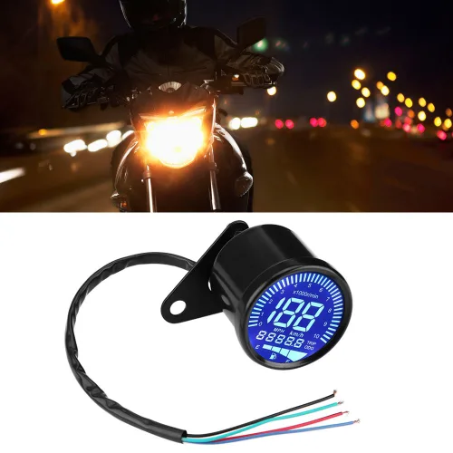 Vista 7 de Keenso 2.6 "Velocímetro universal para motocicleta, tacómetro LED, medidor de nivel de aceite