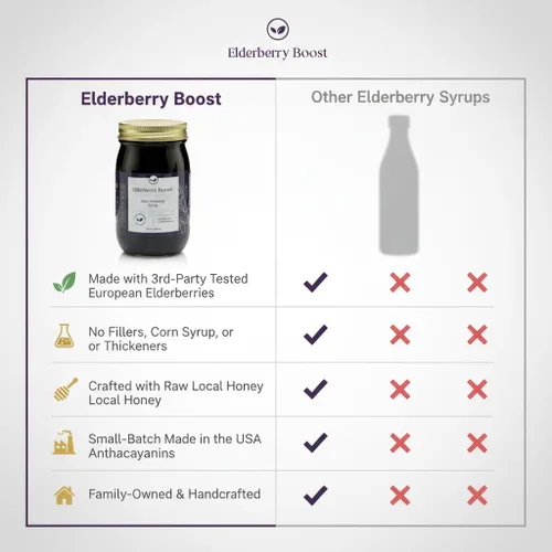 Vista 4 de Elderberry Boost – Jarabe de saúco hecho con saúco orgánico y miel cruda Apoyo inmunológico totalmente natural, defensa contra el resfriado