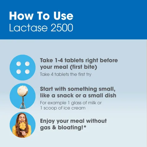 Vista 7 de Intoleran Lactase 2500 Digestive Enzymes Testpack - 6 tabletas Suplemento para intolerancia a la lactosa Enzima lactasa que ayuda a digerir