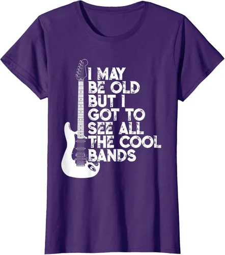Vista 8 de Camiseta con texto en inglés "I May Be Old But I Got to See All The Cool Bands" Negro