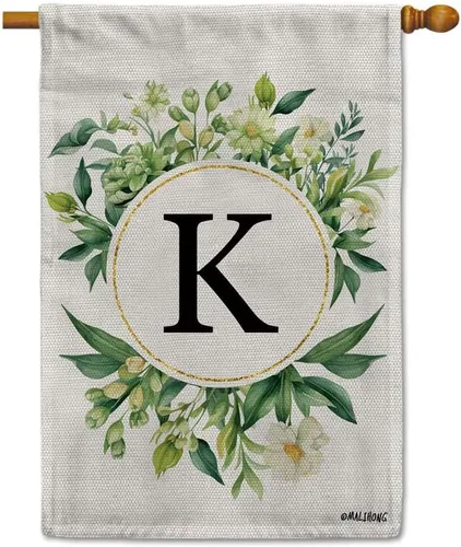 Vista 48 de Monogram Initial Letter P House Flag Flower Wreath Simple Style Letter Flag 28x40 Inch Vertical Double Sided for Outdoor Yard Decor