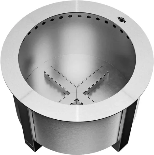 Vista 2 de Breeo Fogata sin humo (Serie X 19, acero inoxidable), hoguera sin humo de 22.1 pulgadas para exterior, 47 libras, ideal para familias, compatible