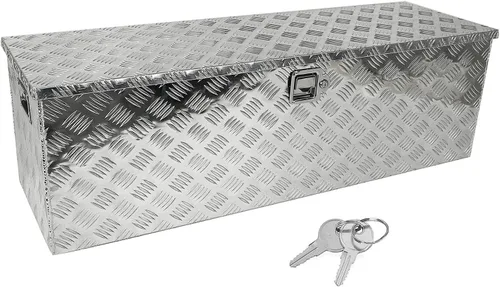 Vista 16 de Caja de herramientas de aluminio negro resistente de 16 x 7.5 x 10 pulgadas con cerraduras y llave de cierre con mango en T, caja de herramientas