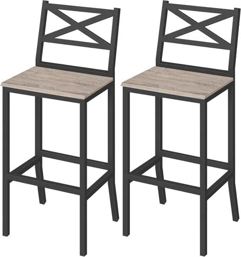 Vista 10 de MAHANCRIS Taburetes de bar, juego de 2 sillas de bar con respaldo y reposapiés, taburetes de barra de mostrador de 26 pulgadas de alto, sillas