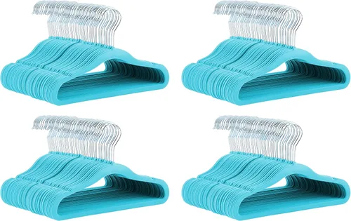 Vista 13 de Amazon Basics Perchas de terciopelo antideslizantes para niños que ahorran espacio con muescas para el hombro, construcción resistente para Beige