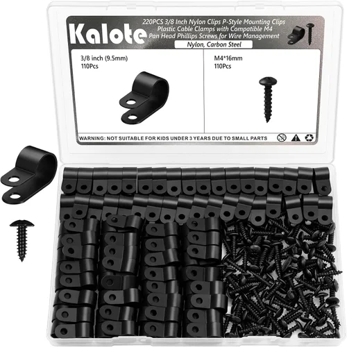 Vista 9 de 130PCS 1/2" Negro Nylon Cable Abrazaderas Set con Tornillos para Gestión de 130 unidades de 1/2 pulgada Blak