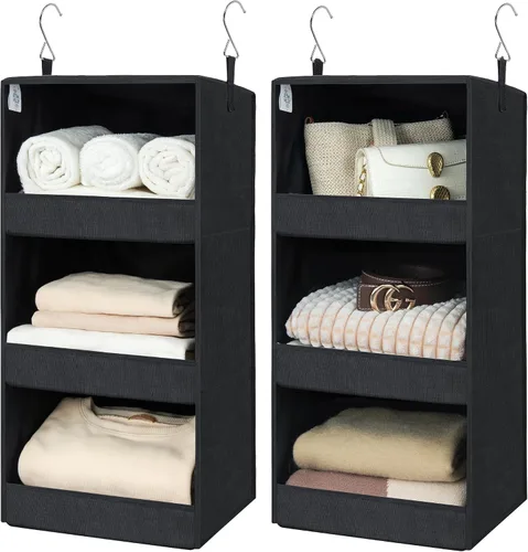 Vista 16 de GRANNY SAYS Organizador Colgante de 6 Estantes para Closet, Separable en 2 Paquetes de 3 Estantes Colgantes, Organizador Colgante para Dormitorio, 6