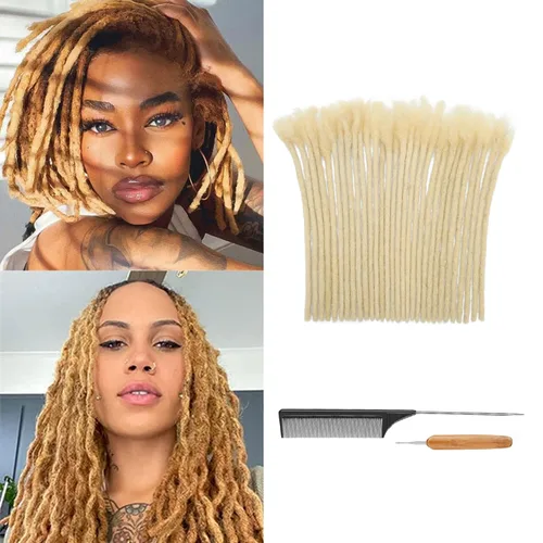 Vista 26 de Extensiones de Rastas de Cabello Humano 0.4cm de Grosor 4 Pulgadas 20 Hebras 100% Cabello Humano Real para Hombres/Mujeres/Niños Completamente
