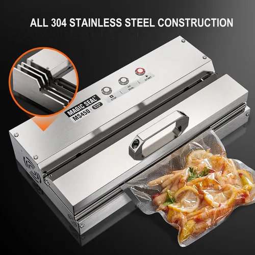 Vista 2 de MAGIC SEAL Sellador al vacío comercial de 16 pulgadas, máquina de envasado al vacío automática construida de acero inoxidable 304