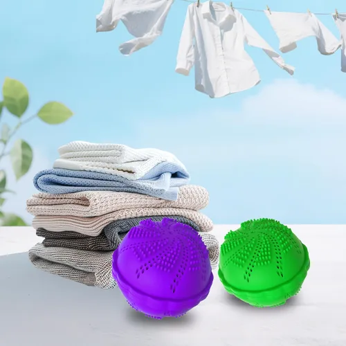 Vista 9 de Juego de 2 bolas de lavandería ecológicas para lavadora, alternativa de detergente natural para limpieza del hogar, suaves para ropa y telas