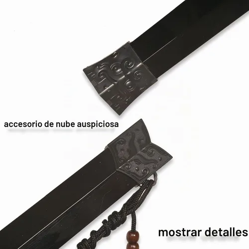 Vista 4 de 39" Plastic Martial Arts Polypropylene Training Katana Practice Sword, Black Chinese Tang Dynasty Style Dragon Pattern Decorated Sword with Scabbard